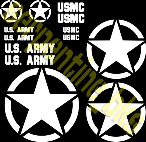 JEEP STAR DECAL KIT CIRCLE US ARMY USMC MILITARY WILLYS