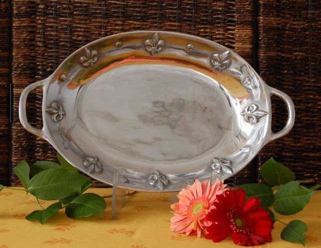 Fleur De Lis Large Oval Vegetable Dish Dimensions: 18.5" X 10.5" X 2.5"