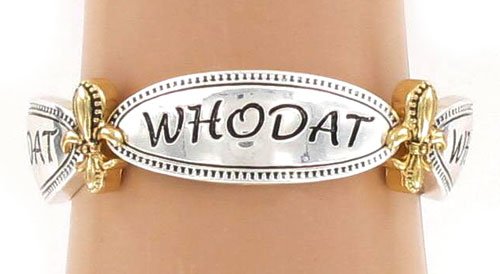 Two-Tone "Who Dat" Fleur de Lis Stretch Bracelet