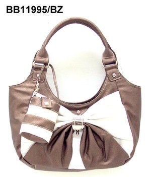 Bronze and White Bow Handbag
