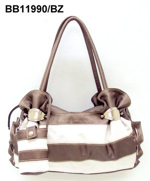 Bronze and White Stripe Handbag