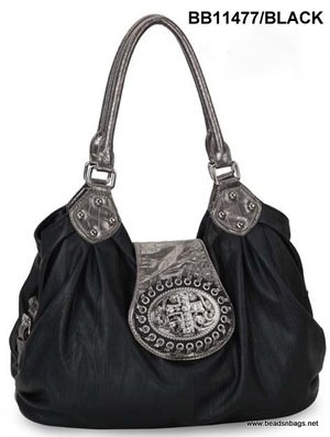 Black Cross Tote Handbag