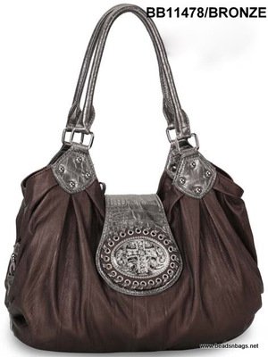 Bronze Cross Tote Handbag