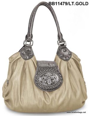 Light Gold Cross Tote Handbag