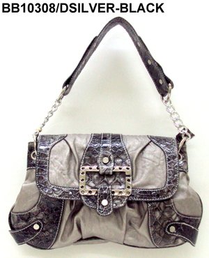 Dark Silver and Black Croc Handbag
