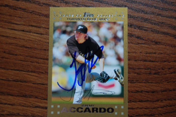 2007 Topps Update Gold Jeremy Accardo Autograph