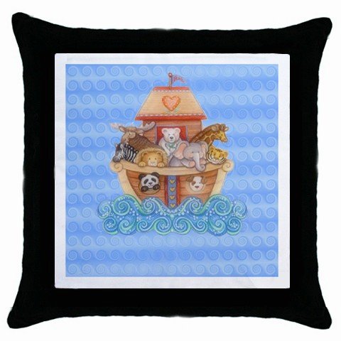 Baby Noah's Ark Throw Pillow Case bedroom baby nursery decor Black Border 17760237
