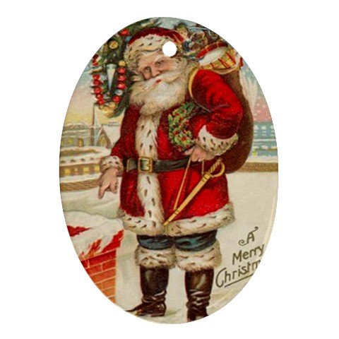 Vintage Santa Clause Design Porcelain Oval Shape Christmas Tree Ornament 23174717 BSEC