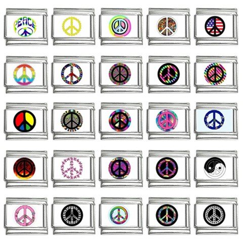 PEACE Signs Italian Charms Bracelet Set of 25 pack 9mm 14667090