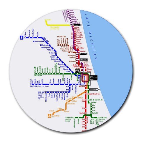 CHICAGO SUBWAY MAP Round Mousepad Office 14537815