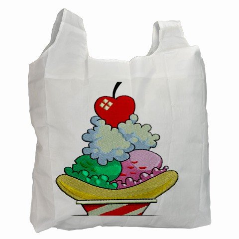 ICE CREAM SUNDAE Polyester Recycle Green Tote Bag Grocery Bag Handbag 27028737