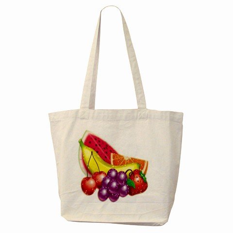 COLORFUL MIXED FRUIT Large Canvas Tote Bag 18 x 14 inches Handbag 27028741