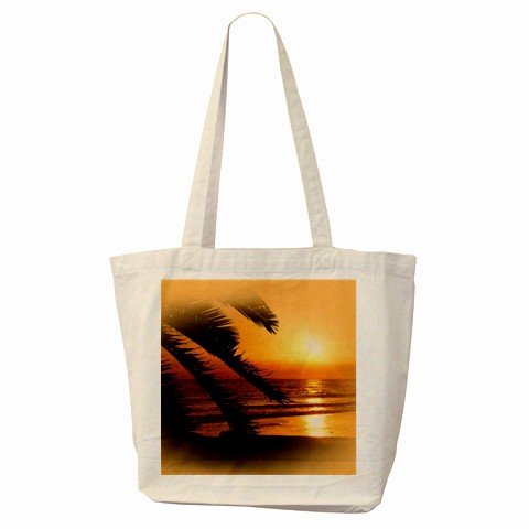BEACH SUNSET SCENE Large Canvas Tote Bag 18 x 14 inches Handbag 27028755