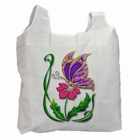 BUTTERFLY Polyester Recycle Green Tote Bag Grocery Bag Handbag 27034104