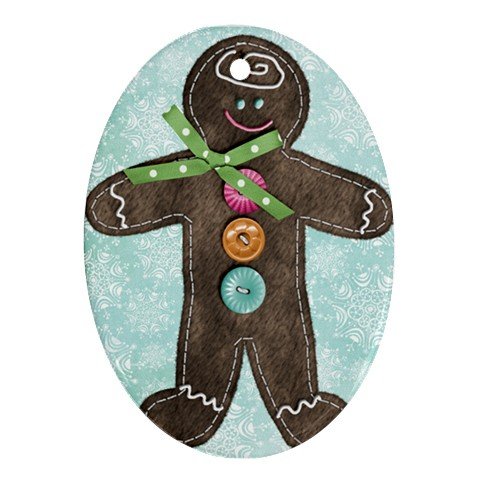 GINGERBREAD MAN Porcelain Ornament Oval Shape Christmas Tree 27034317 BSEC