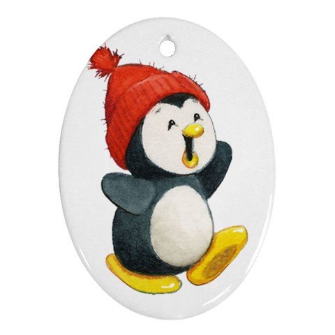 CUTE WINTER PENGUIN Ornament Porcelain Oval Shape Christmas Tree 27034328 BSEC