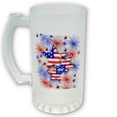 4th of July FROSTED Mug Beer mug stein 16 oz