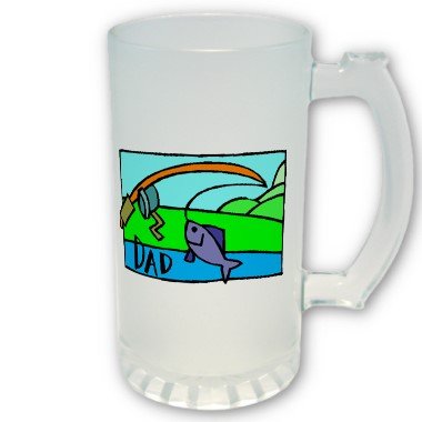 Fishing Fathers Day FROSTED Mug Beer mug stein Father's Day Gift 16 oz