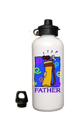Dads GOLF Fathers Day White Aluminum Water Bottle Father's Day Birthday Christmas Gift BSEC-CT