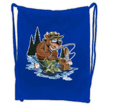 Blue Fishing Cartoon DRAW STRING SPORT PACK Tote Bag Backpack #BSEC-CT