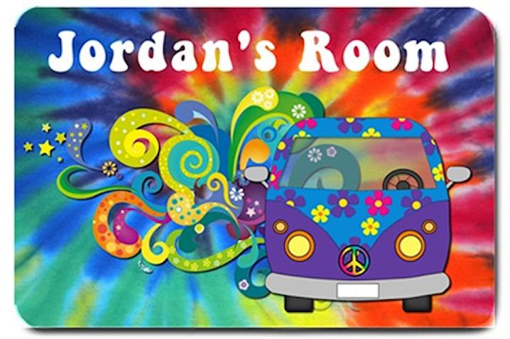 Tie Dye Retro 70's PERSONALIZED Mats door mat or rug for Bedroom #BSEC-CT