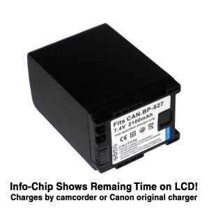 4.5hr Rechargeable Battery For Canon BP-827 (Fully-Decoded, Extened Capacity of BP-808 809 819)