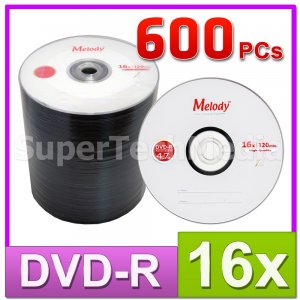 600 Pack Melody Professional Grade 16X Blank DVD-R 4.7GB Blank Disc