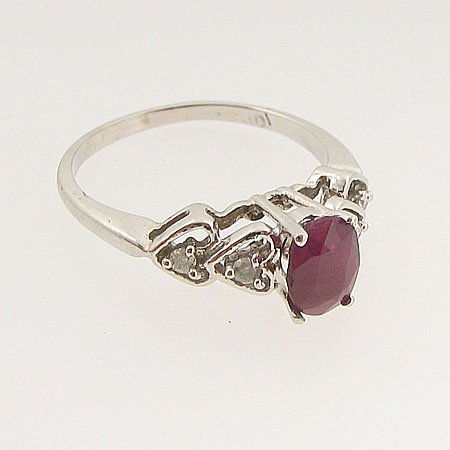 GENUINE RUBY & DIAMOND RING WHITE GOLD