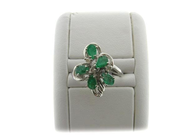 14 kt. White Gold, Emerald and Diamond Ring