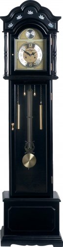Edward Meyer Grandfather Clock with black finish and Mother-of-Pearl inlay