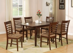 Milan Dinette Kitchen Set, Table 36"x 54" with 6 Chairs in Mahogany Finished. SKU#: M7-MAH