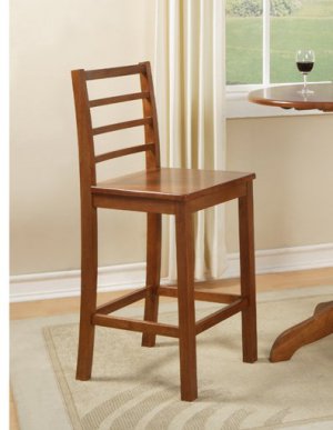 Set of 2 Lily bar height chair with wood seat in medium brown finish, SKU#: LS-BRN-W