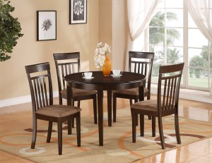 5-PC Bosca Dinette Kitchen Set Table 42" Round with 4 Chairs in Cappuccino. SKU#: BOSCA5-CAP-C
