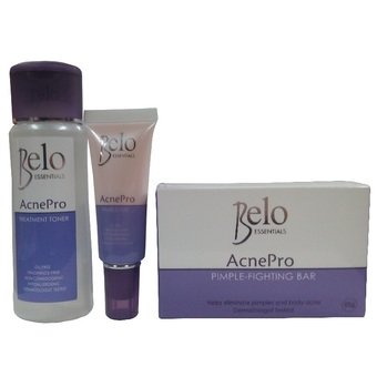Belo Essentials AcnePro Pimple Treatment System Soap Toner and Gel Kit