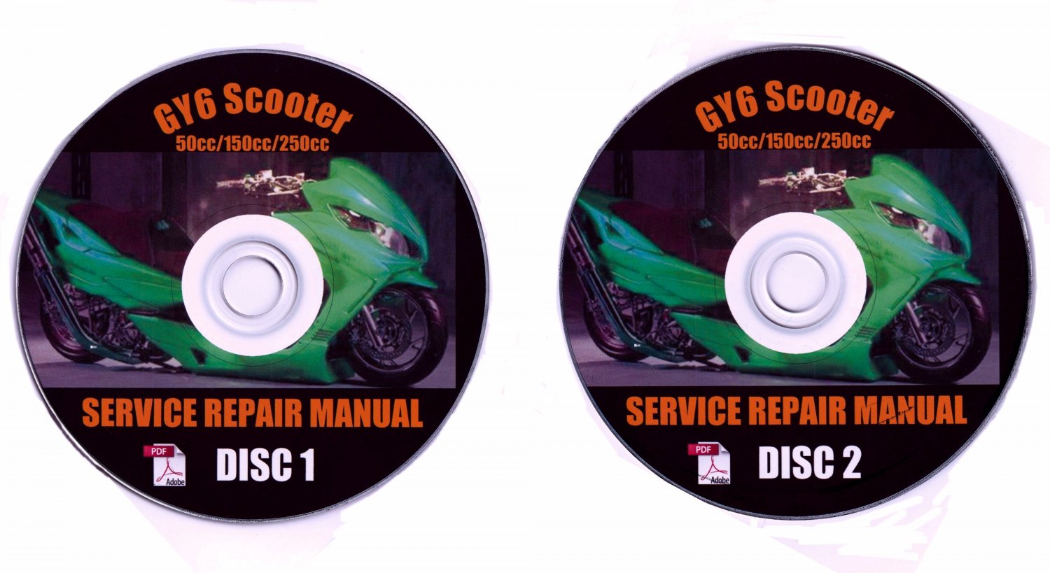 Chinese scooter GY6 50cc 150cc 250cc Repair Manual on CD plus Piaggio,  Lambretta, Peace Sports, VIP