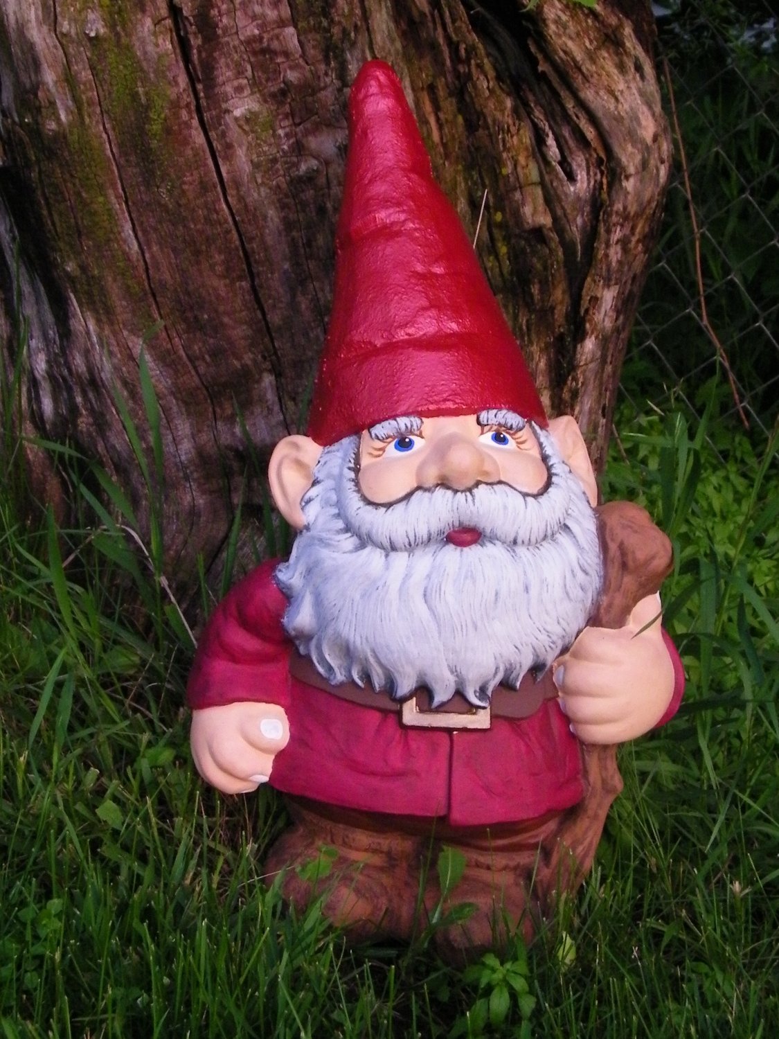 Lrg Gnome w/walking Stick
