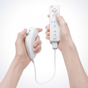 Wii Remote (white) + Wii Nunchuk (white) w/FREE silicone cover
