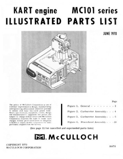 McCulloch MC101 Go-Kart Engine Parts Manual