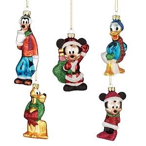 Disney Store Mickey & Friends 5-Pc.Mercury Ornament Set NEW