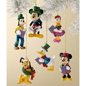 Disney Store Mickey & Friends 6-Pc. Christmas Carolers Storybook Ornament Set NEW