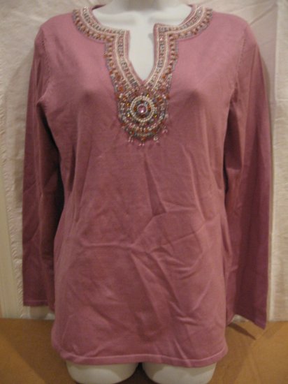 Brand New Women's shirt with Hand beaded with delicate work man from I.N.C., size PL