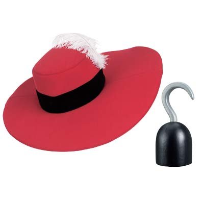New Disney Captain Hook Hat & Hook Set for Grown-Ups - Free Shipping on this item!