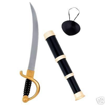 New Disney Pirate Eye Patch, Sword and Spyglass Set- Free shipping!