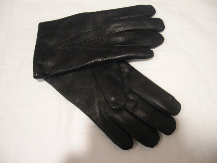 $60 New Leather Gloves with Lambs Wool Lining, Brown, size M