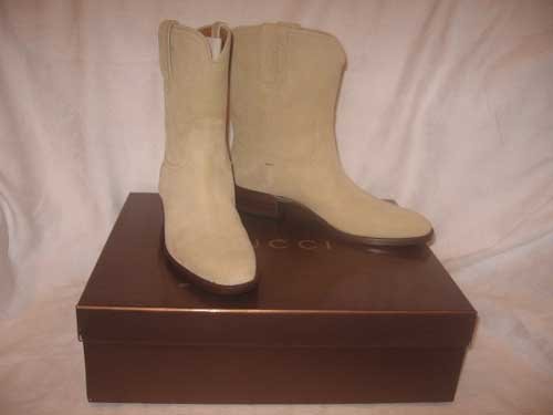 $760 New in Box Authentic GUCCI SUEDE Women's WESTERN BOOTS SHOES size 6 1/2