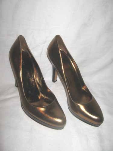 $510 New in Box Authentic GUCCI Women PLATFORM HEEL PUMPS BRONZE SHOES sz 11