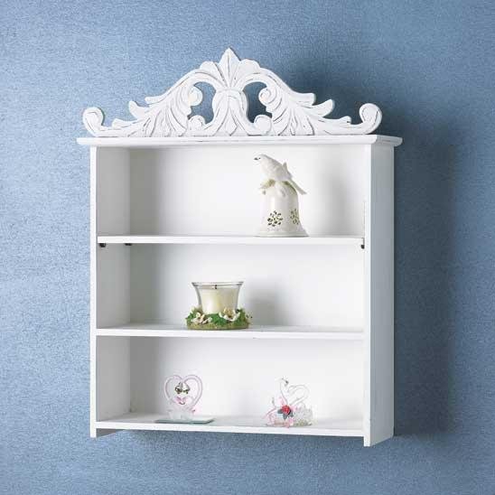 New Shabby Elegance Crowned Keepsake Shelf White