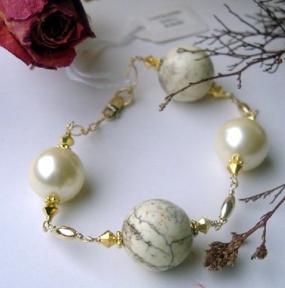 B0006 - BRACELET 8 INCH ADJUSTABLE WITH YELLOW TURQUOISE (FREE SHIPPING)(SELL NATALIA)