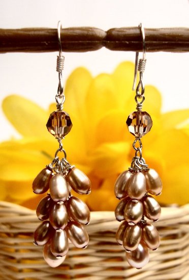 N0001 - EARRINGS WITH BEIGE FRESH WATER PEARLS (FREE SHIPPING)
