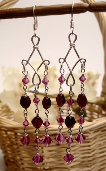 E0023 - EARRINGS WITH PURPLE AMETHYST AND SWAROVSKI CRYSTAL (FREE SHIPPING)